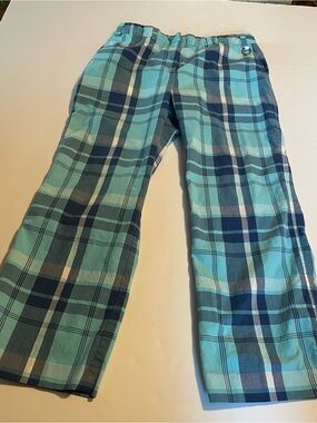 Tommy Hilfiger Teal & Navy Plaid Cropped Pants